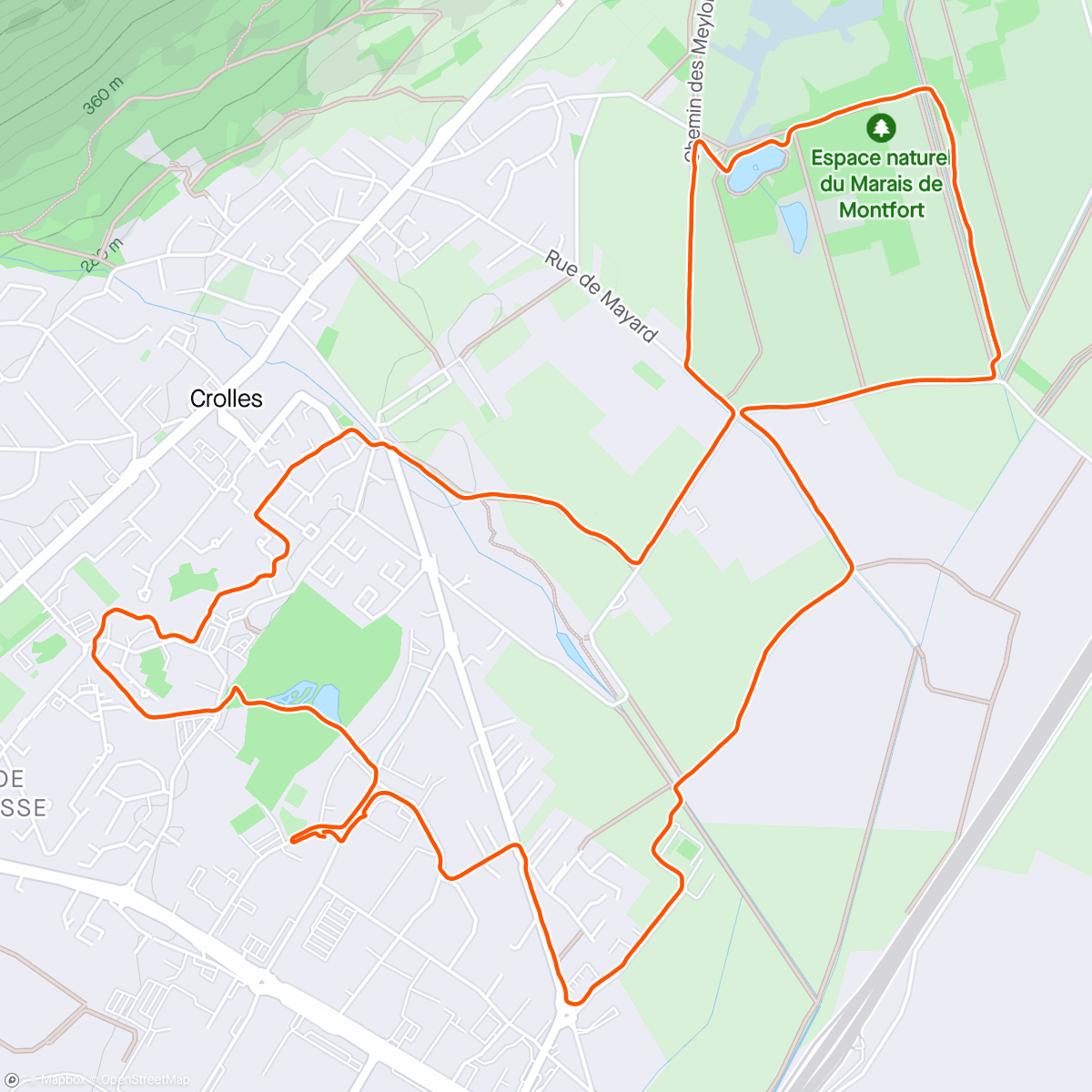 Map of the activity, Boucle Crolles-Marais de Montfort-Crolles