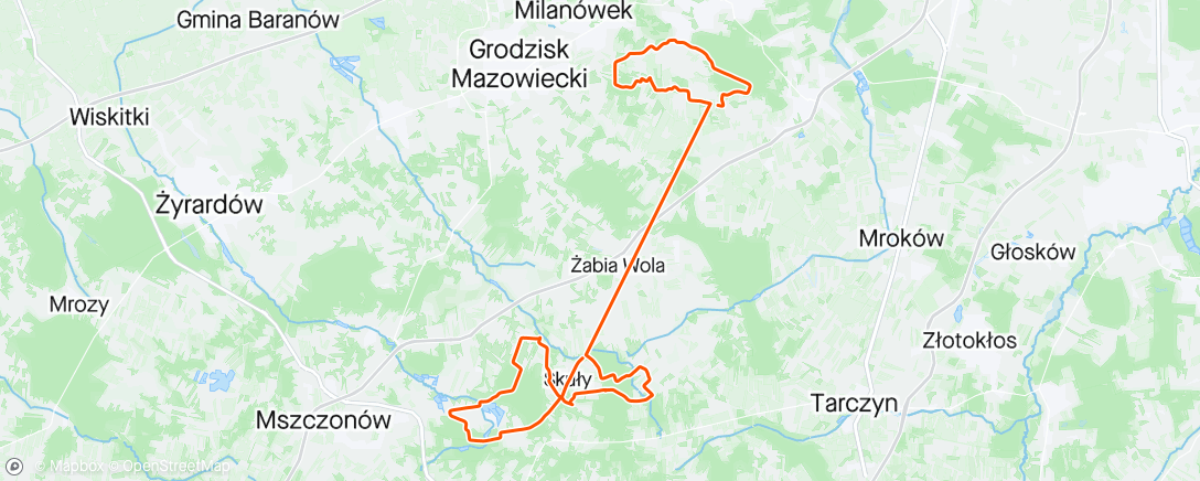 Map of the activity, Las Młochowski and Skulski Las