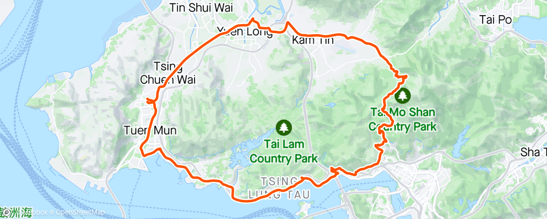 Map of the activity, 屯門>青公>深井>下花山>荃錦公路>錦田>元朗>屯門