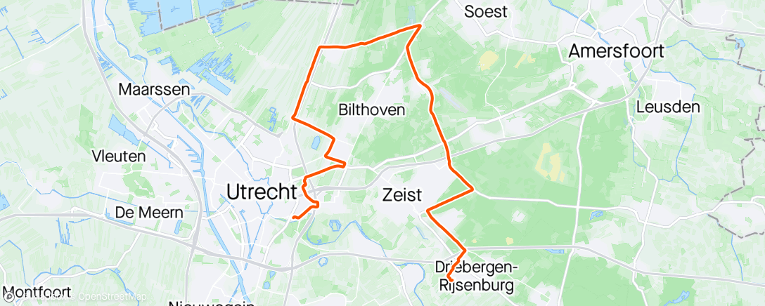 Map of the activity, Terug door de regen, flexwerken en frietjes in Maartensdijk!