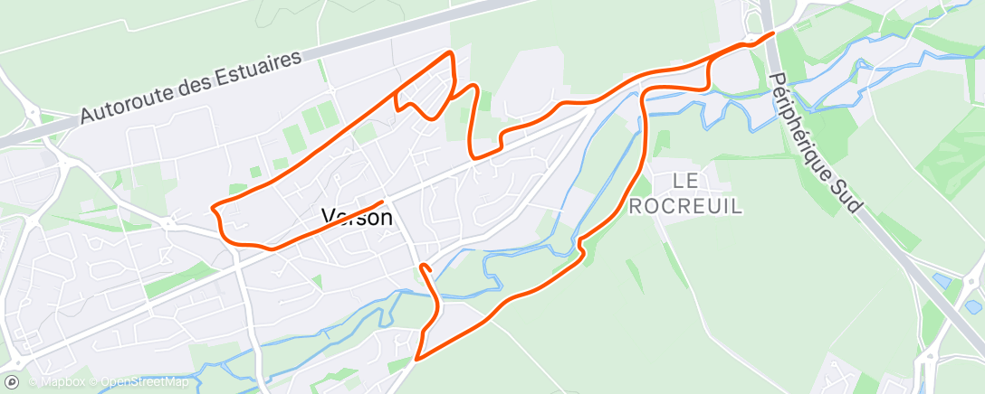 Map of the activity, Course à pied le matin