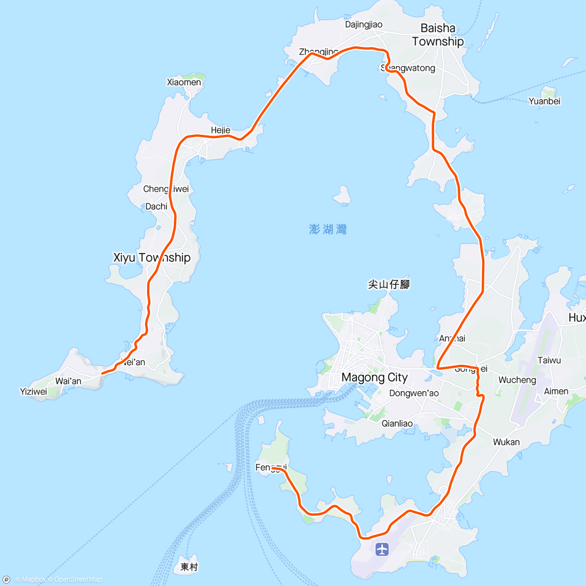 Carte de l'activité ROUVY - Xiju to Magong | Penghu | Taiwan