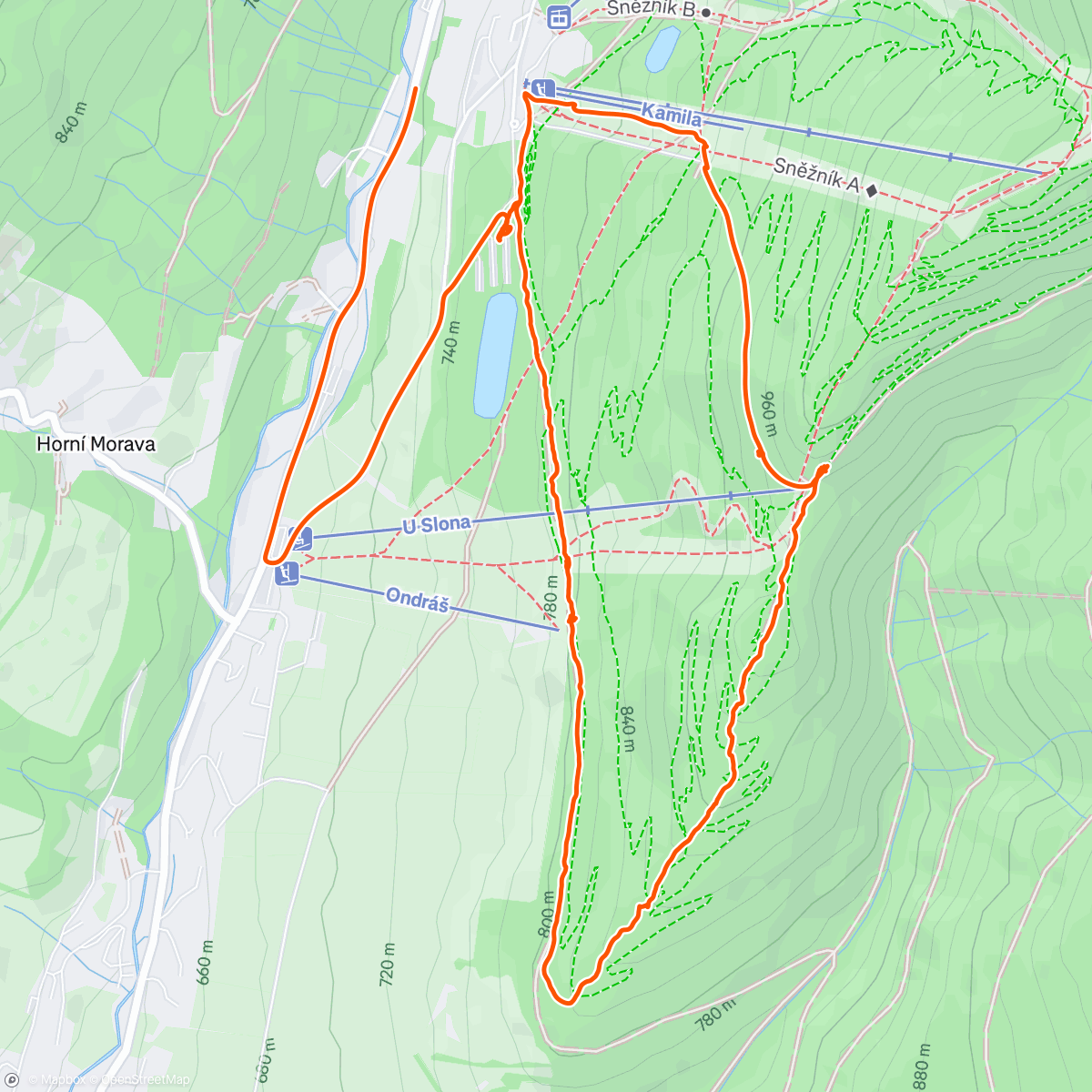 Map of the activity, i s jízdou autem z parkoviště na parkoviště 😁