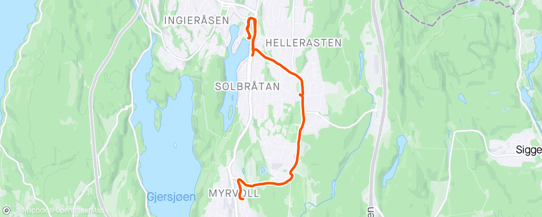 Map of the activity, Kveldsjogg til pendlerparkeringa