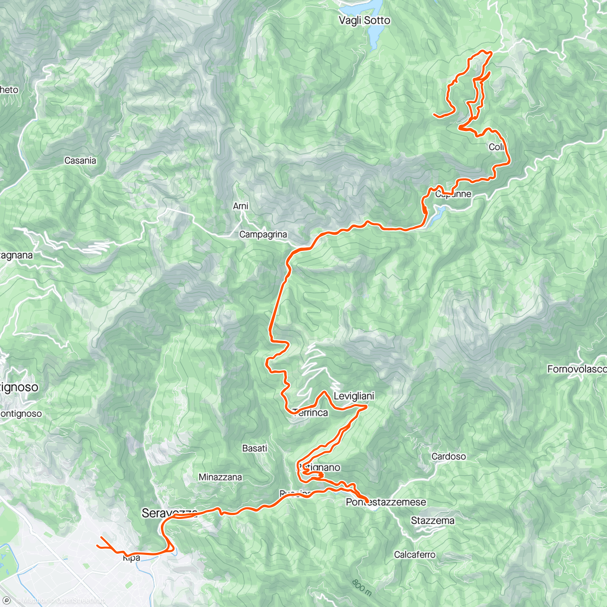 Map of the activity, Maesta del Tribbio Vianova Capricchia Cipollaio