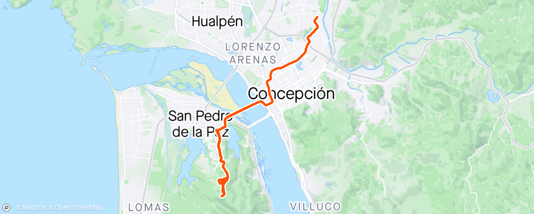 Mapa de la actividad, Vuelta en bicicleta de montaña a la tarde