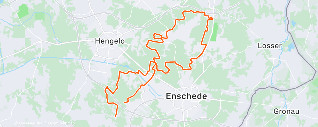 Map of the activity, Namiddagrit op gravelbike