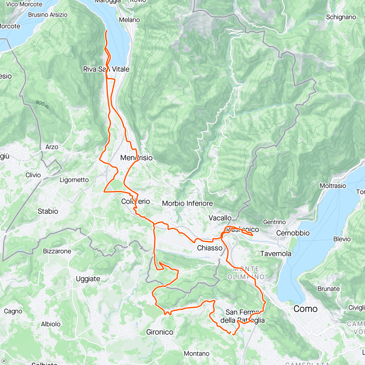 Map of the activity, Bike tour w a group from New York