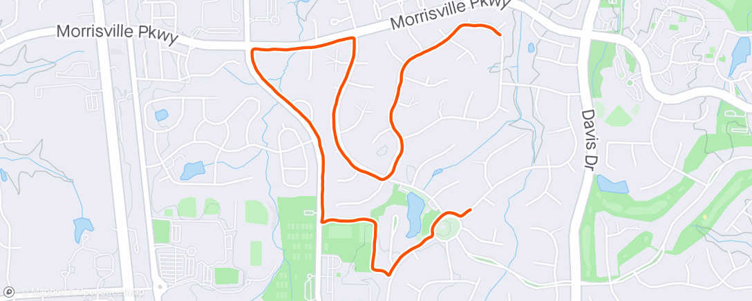 Map of the activity, Running in the rain