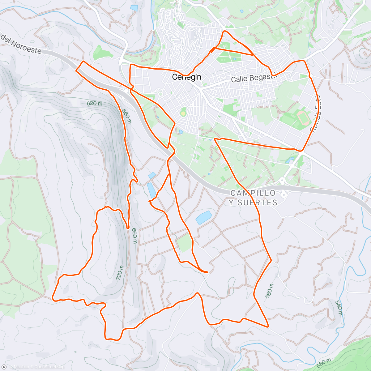 Map of the activity, Carrera de montaña