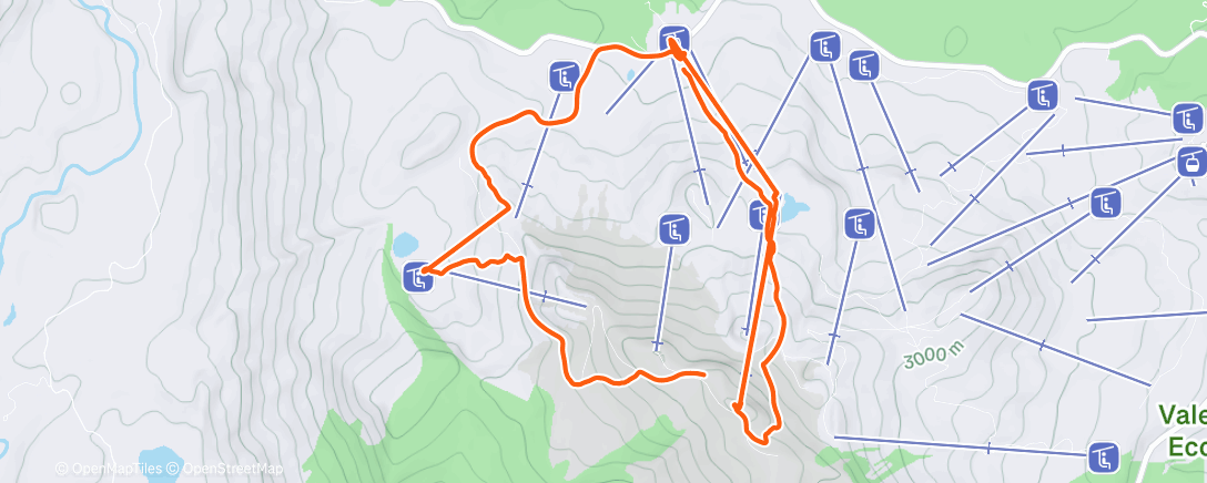 Map of the activity, Afternoon Snowboard