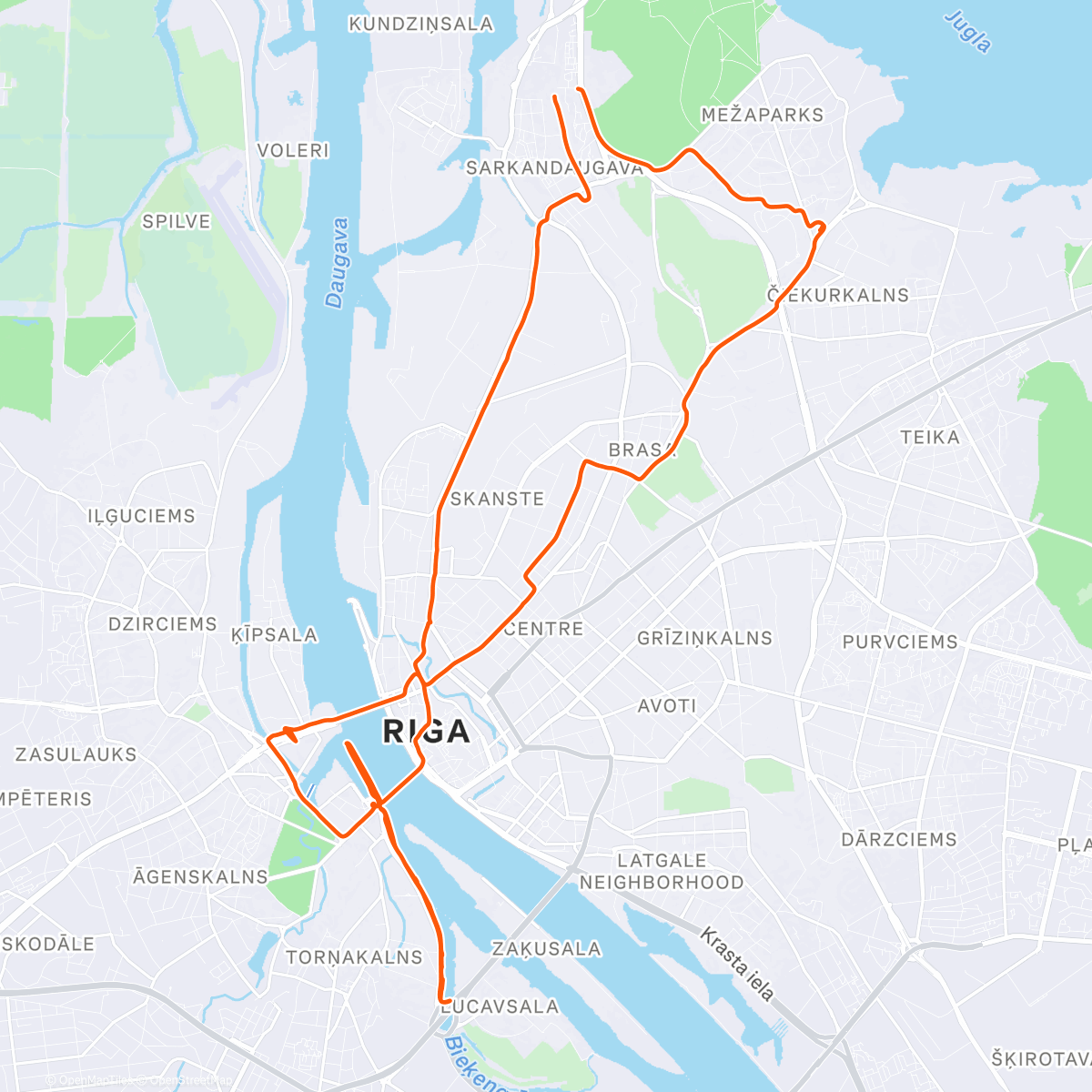 Map of the activity, Lunch Ride