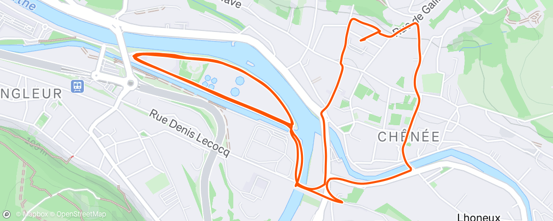 Map of the activity, Course à pied en soirée