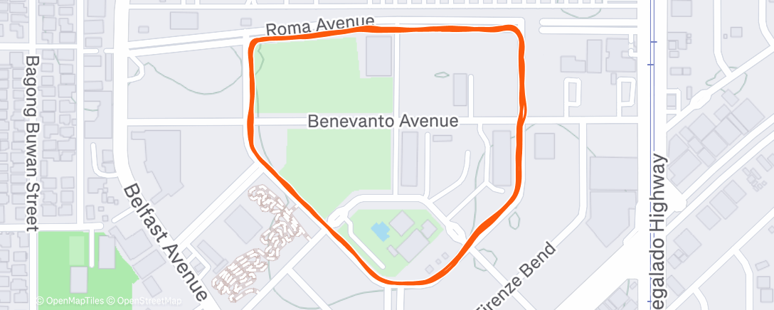 Map of the activity, Afternoon Run