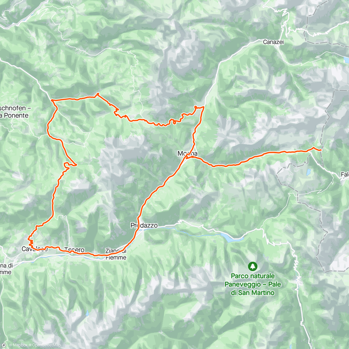 Map of the activity, Last one in Passo San Pellegrino with my teammates!