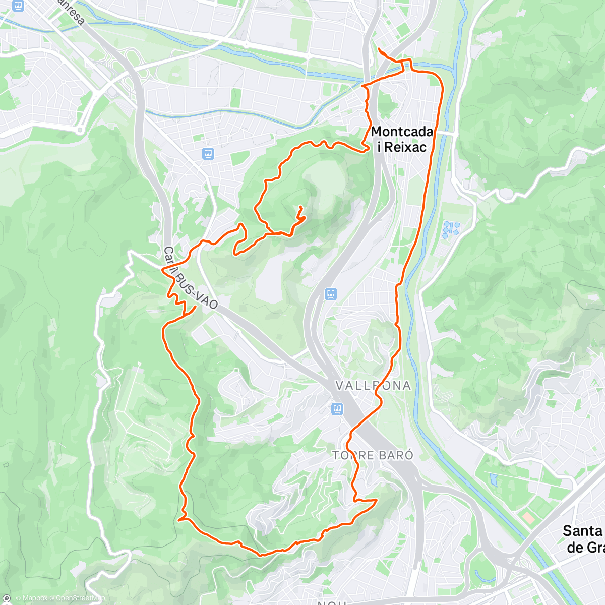 Map of the activity, Montcada, Turons de Montcada, Quatre Pins i de Roquetes, Torre Baró, Rec Comtal de Vallbona)