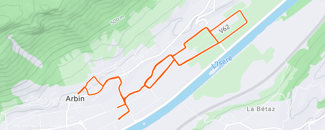 Map of the activity, 3*(1'30/6/1'30) r=1'