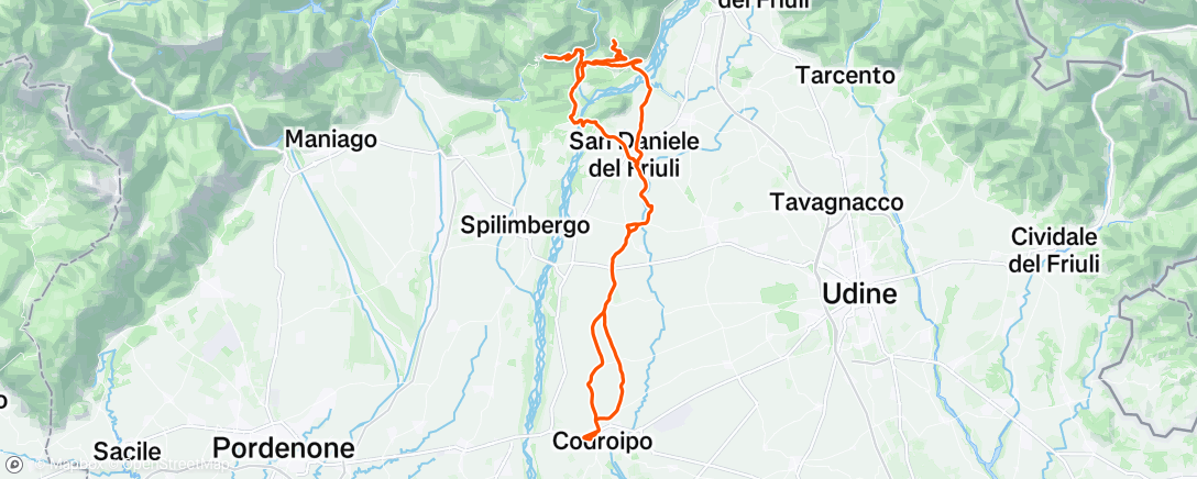 Map of the activity, Pedalata mattutina