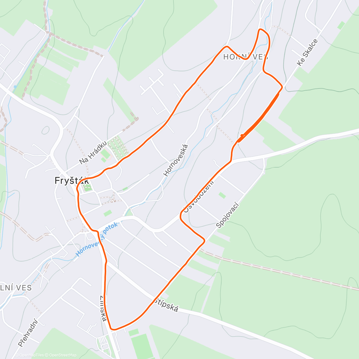 Map of the activity, Afternoon Run