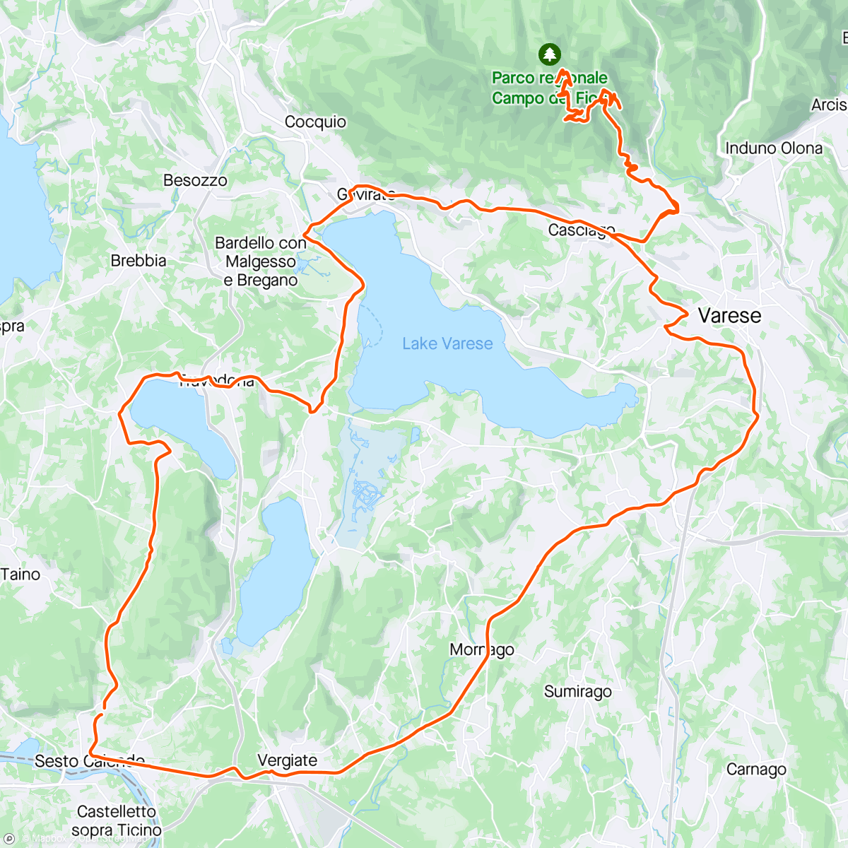 Map of the activity, Sacro Monte di Varese + campo dei fiori