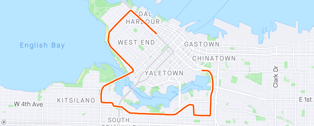 Map of the activity, Vancouver Sun Run 2024