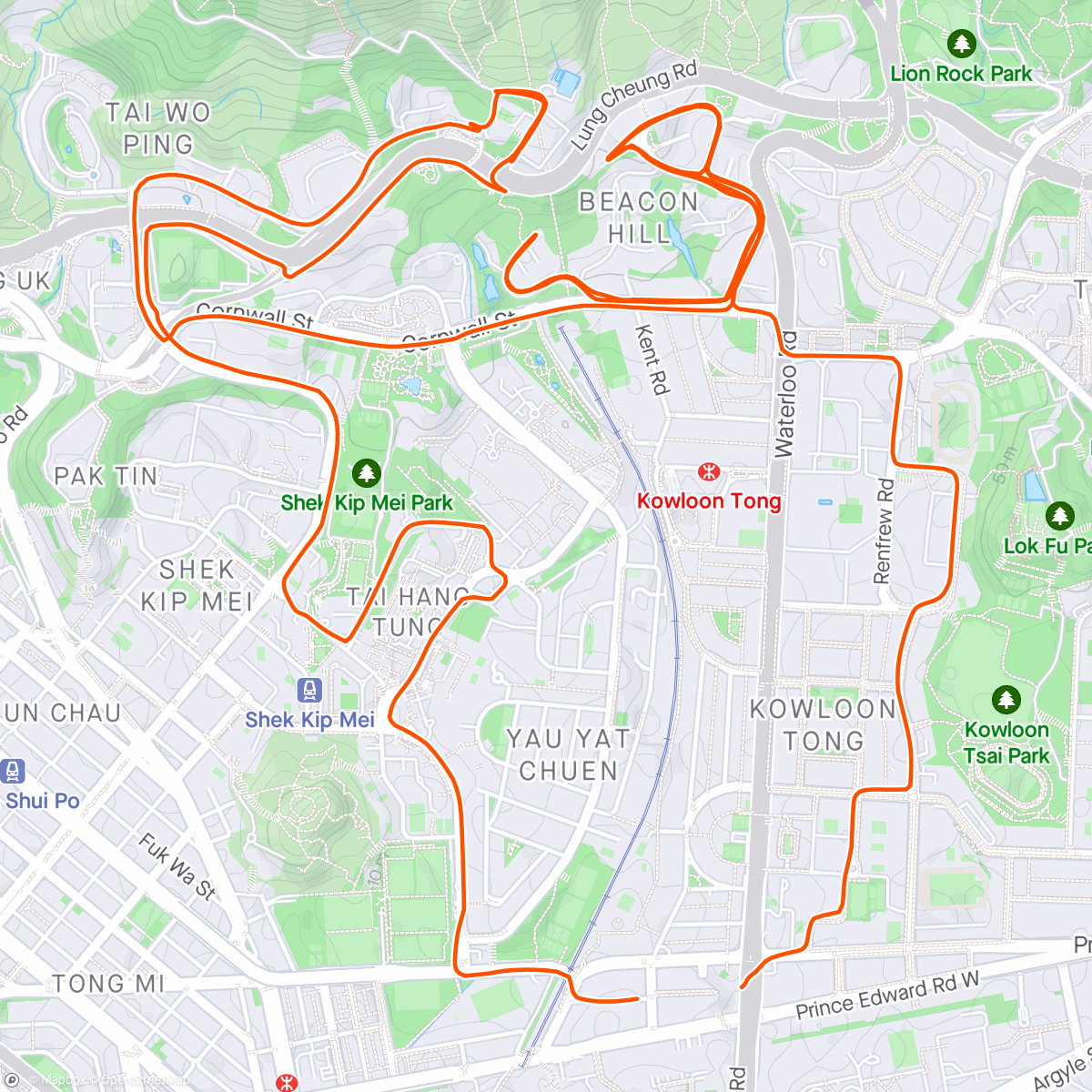 Map of the activity, Wet Night Ride