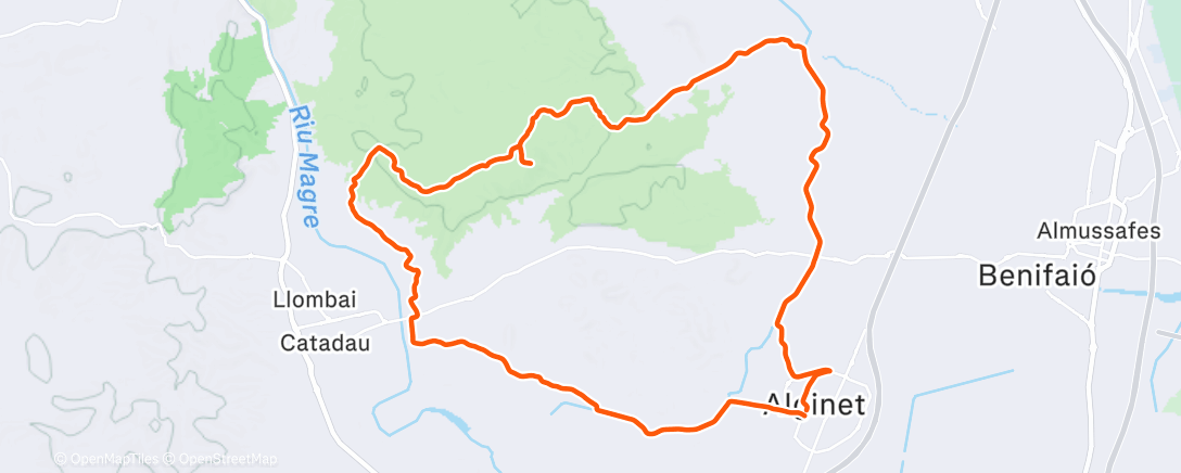 Map of the activity, Bicicleta de montaña por la tarde