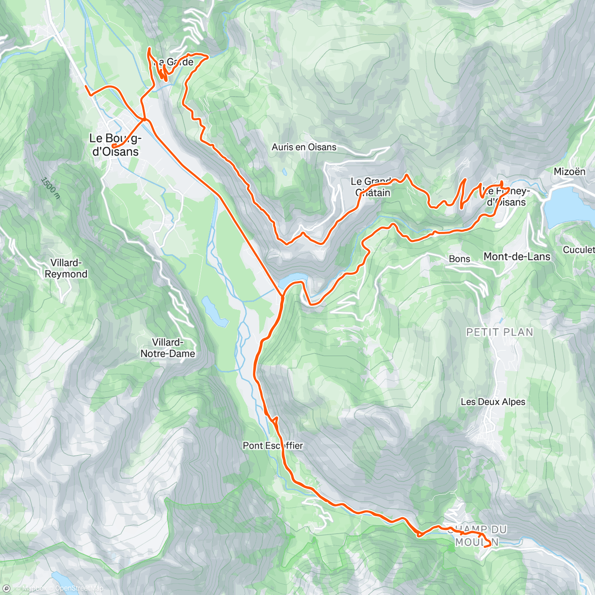 Map of the activity, Venosc via La Garde - really hot
