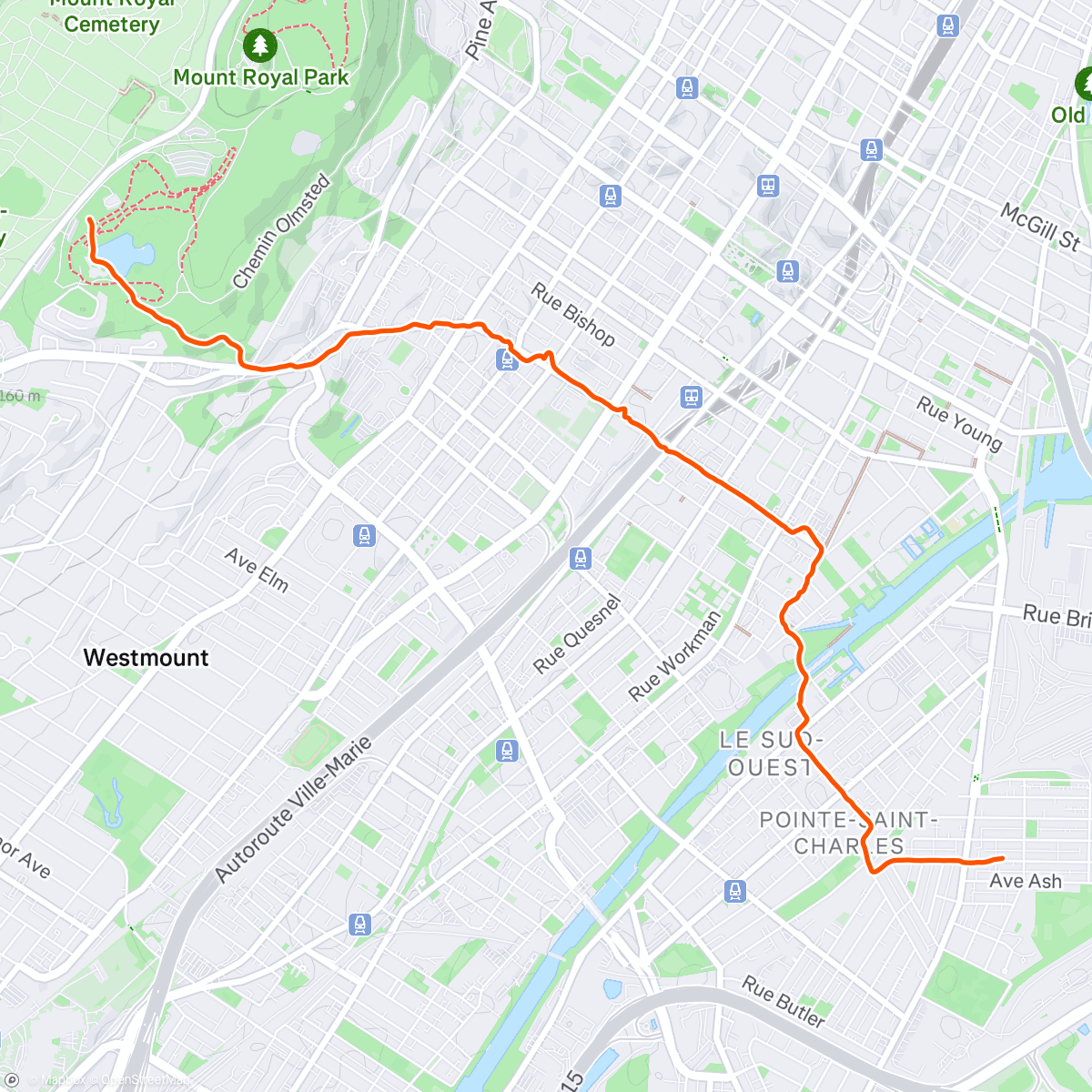 Map of the activity, 5.5 km retour job