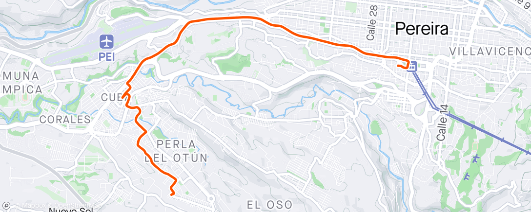 Mapa de la actividad, Bicicleta de montaña vespertina