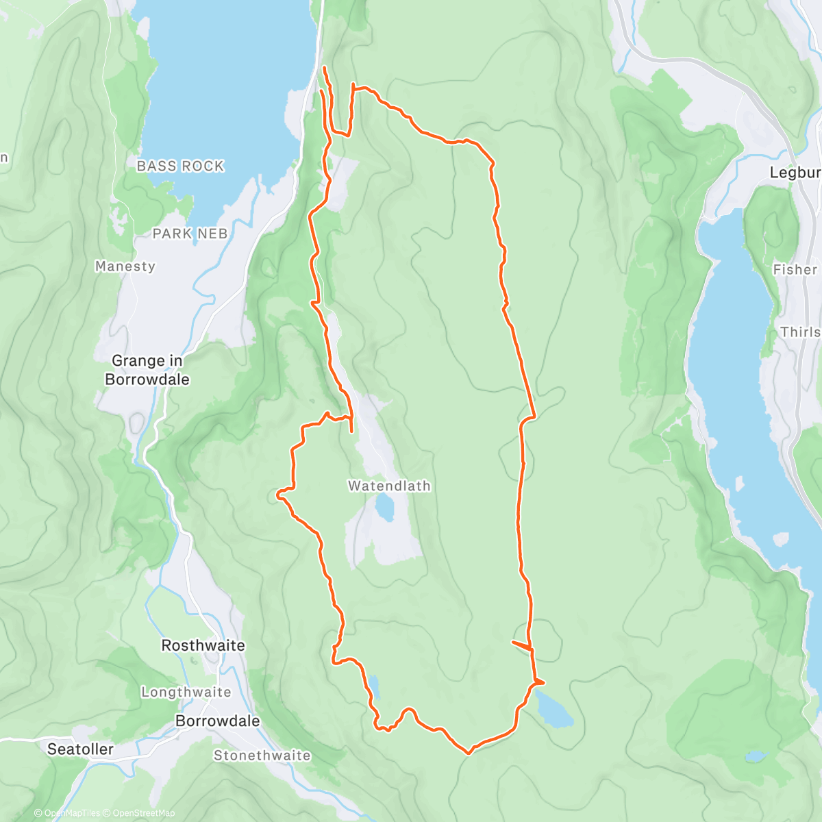 Map of the activity, New Year's Eve wainwrights with Tim..