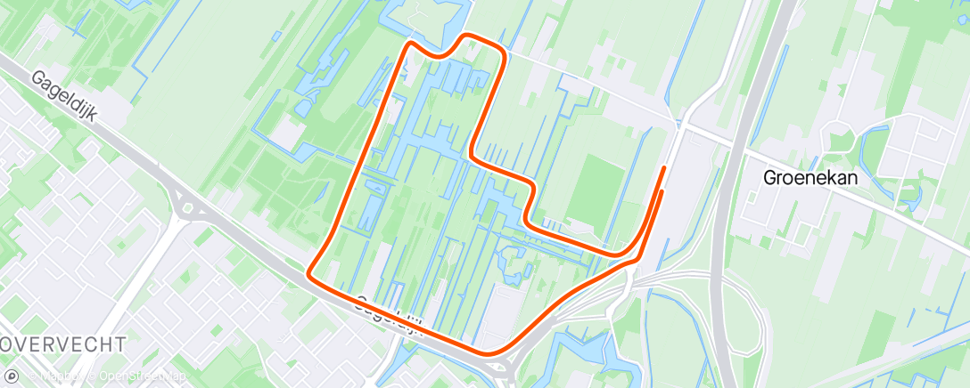 Map of the activity, Herstelloopje met 1k versnellen