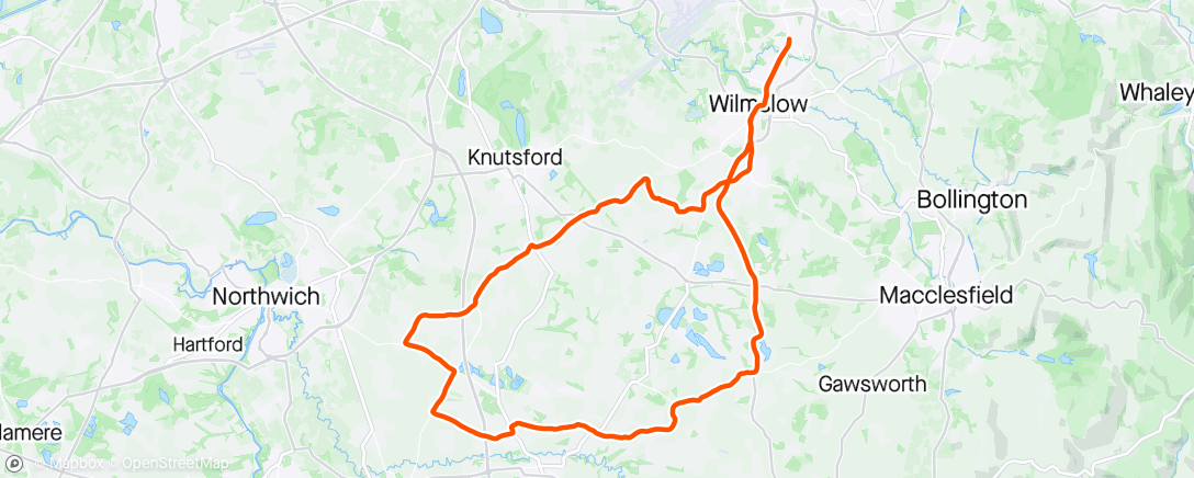 Map of the activity, 25 Mile training