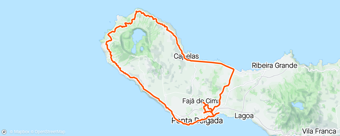 Map of the activity, Ponta Delgada Ciclismo de estrada