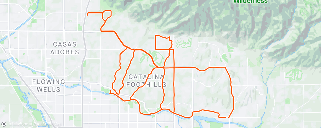 Map of the activity, Kevin's Catalina Foothills ride