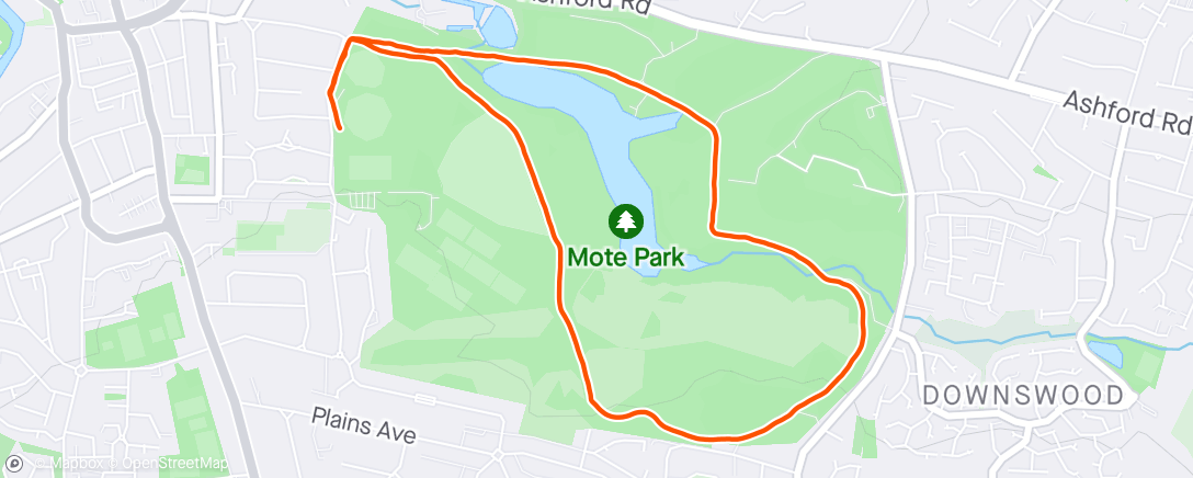Mapa da atividade, Evening Run - Mote Runners Handicap Run.