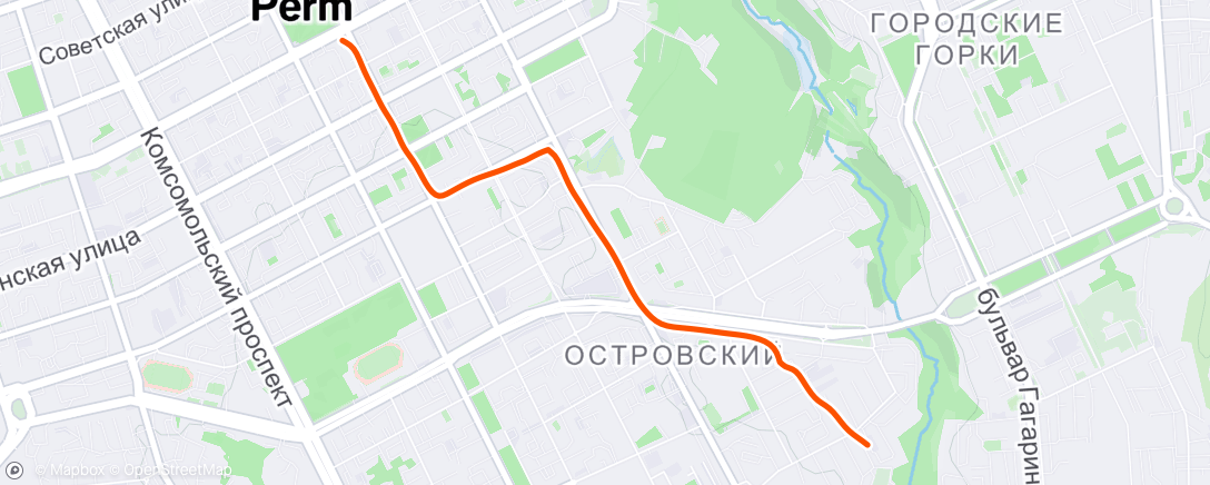 Map of the activity, Evening Run