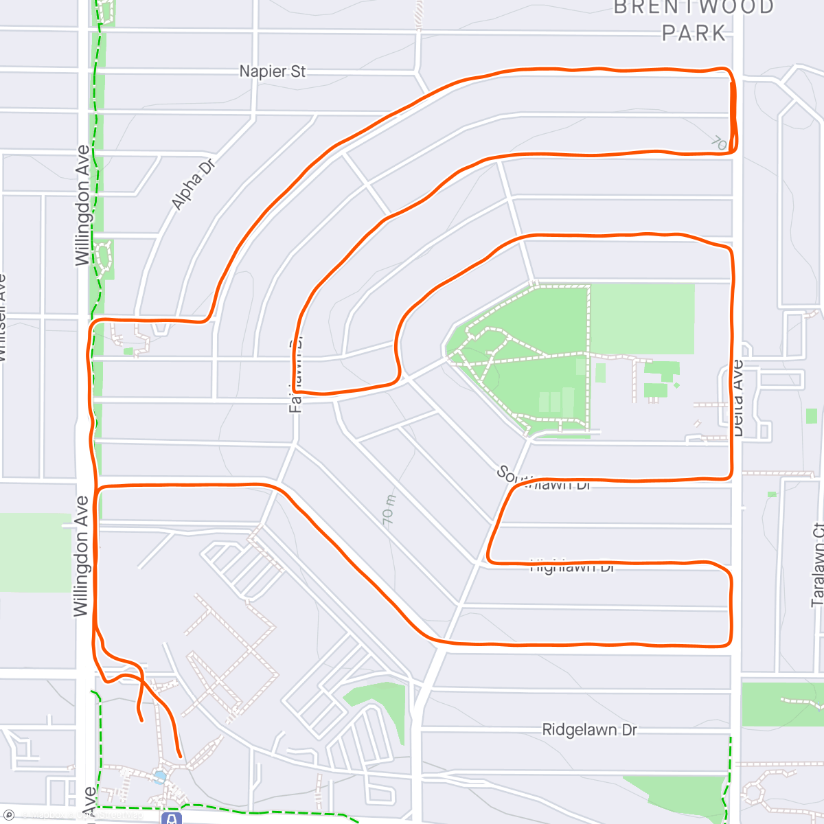 Map of the activity, Evolve Run Club