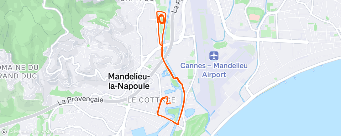 Map of the activity, Course à pied en soirée