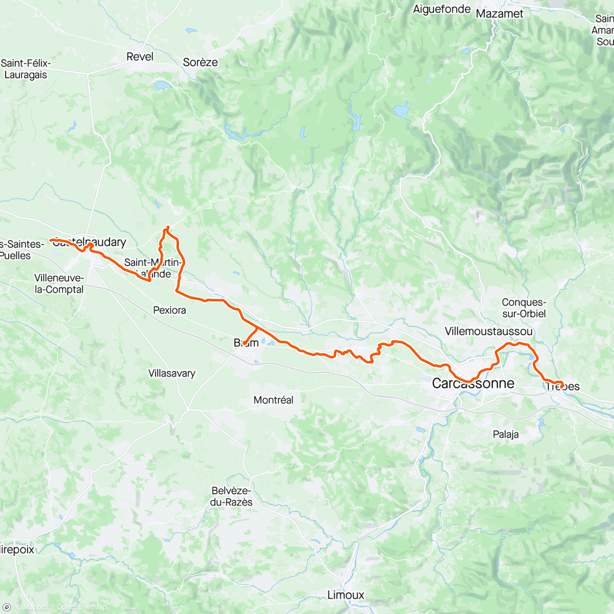 Map of the activity, Canal du Midi J2 : Castelnaudary à Trèbes