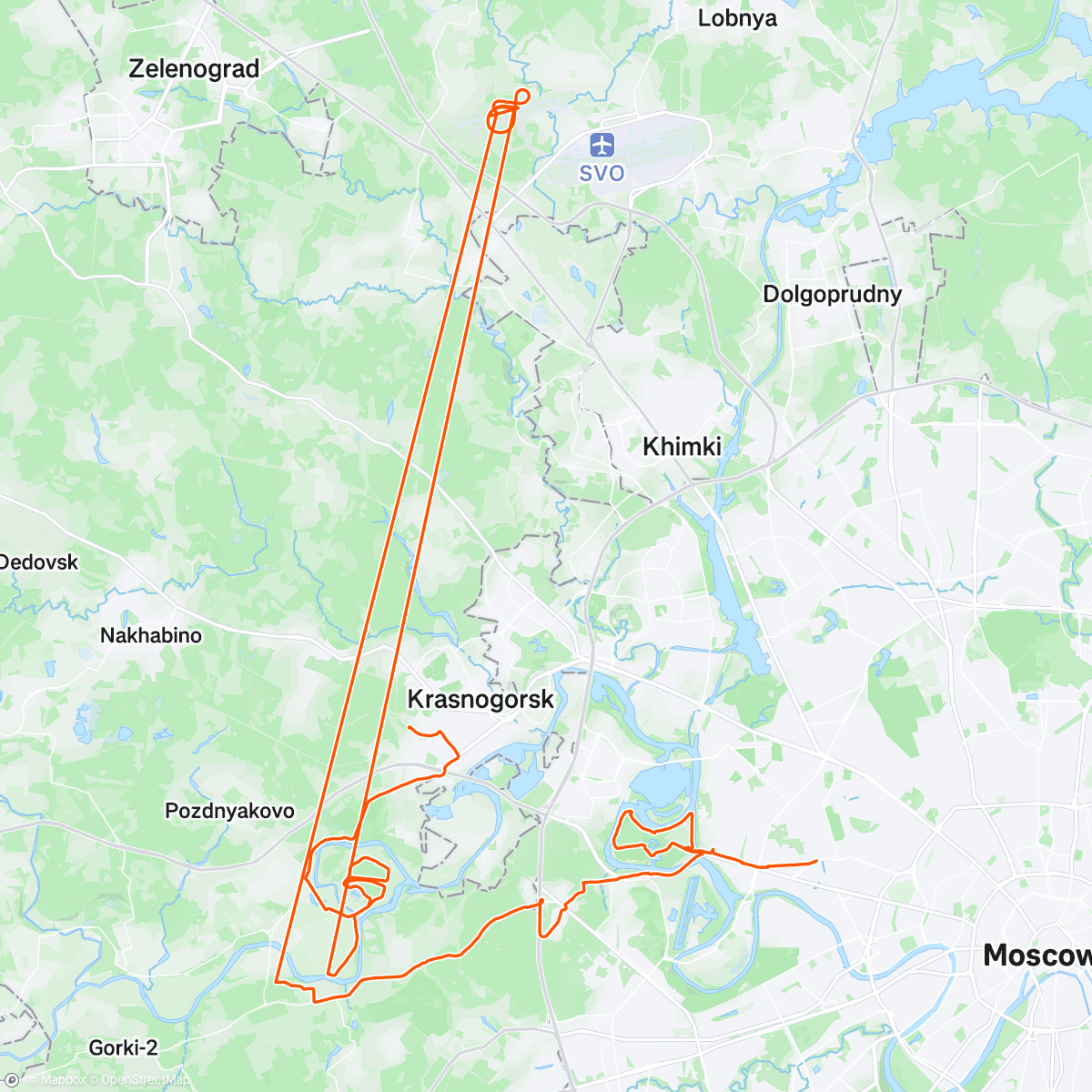 Map of the activity, Серебряный бор -> Барвиха