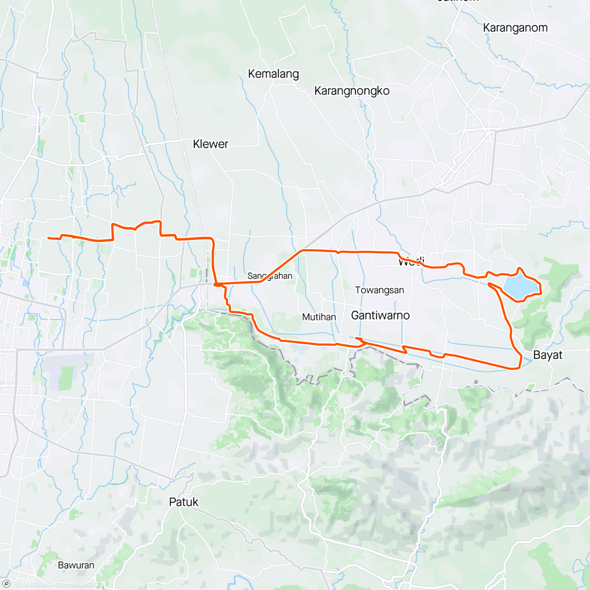 Map of the activity, Gravel: Rowo Jombor from Prambanan - Morning Gravel Ride
