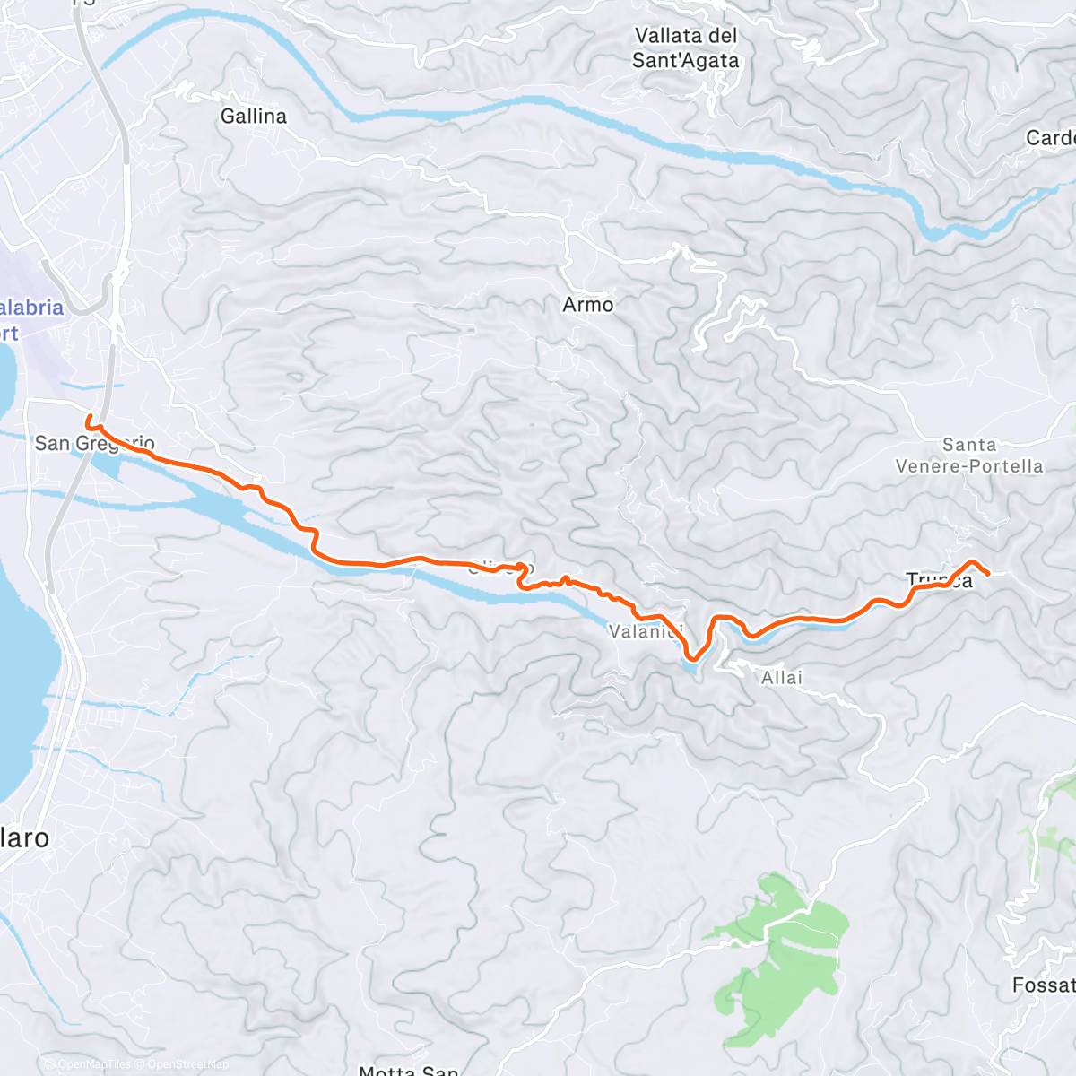 Map of the activity, ROUVY - [FM005] Valanidi Valley (Reggio Calabria > Trunca)