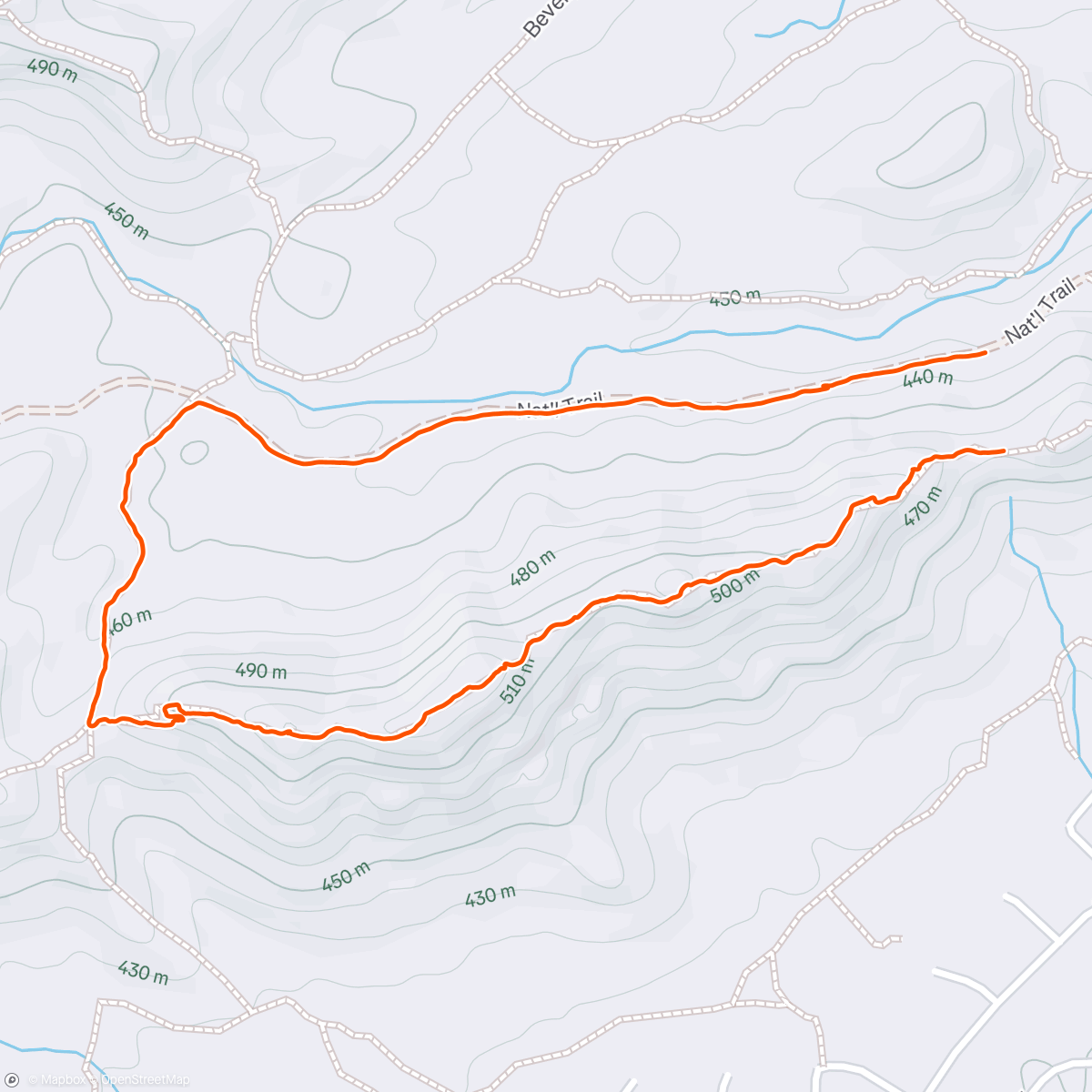 Map of the activity, Marcos hike with critters.