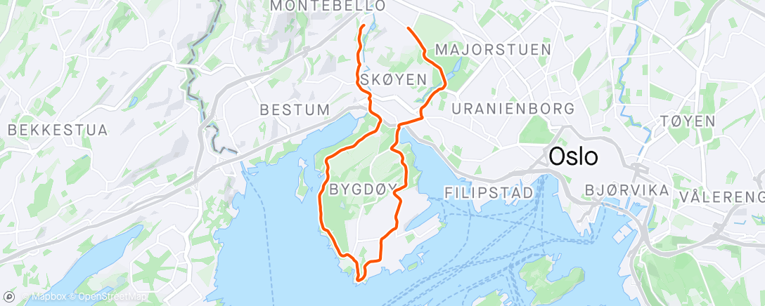 Carte de l'activité Afternoon Bygdøy-Run