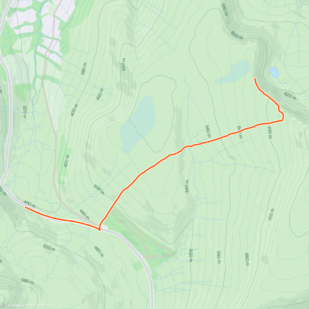 Map of the activity, Night on the hill - hike back out