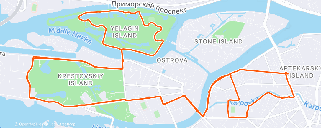 Map of the activity, Утренний забег