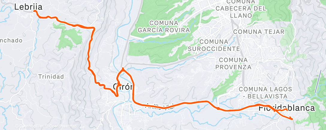 Map of the activity, Bicicleta por la mañana