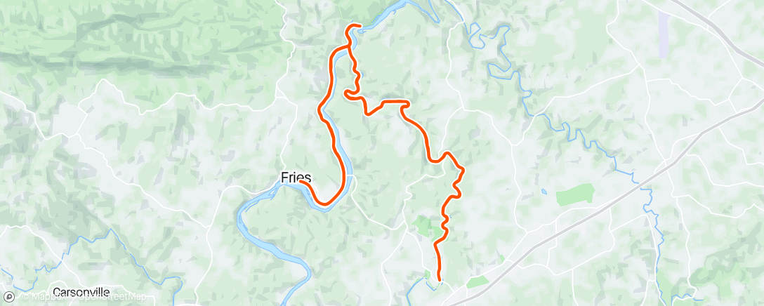 Map of the activity, New River Trail 50k!