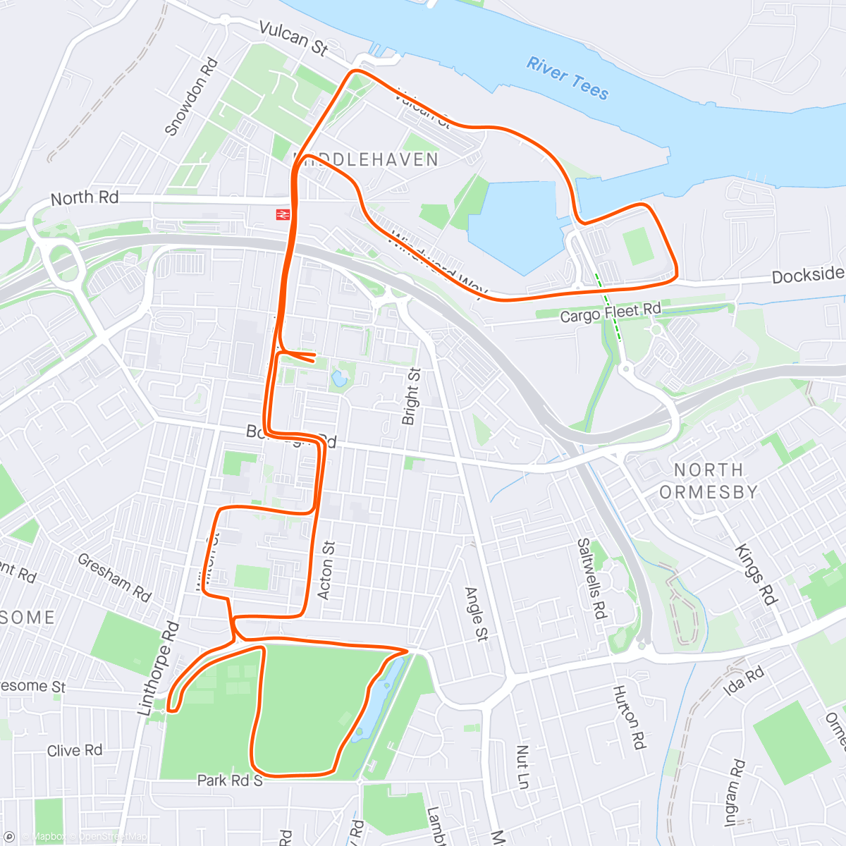 Mapa de la actividad (Middlesbrough 10k)